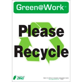 Eco Label, Please Recycle, 5"W x 7"H, Self Adhesive, Pack of 5