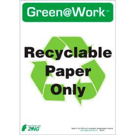 Eco Label, Recycle Paper Only, 5"W x 7"H, Recycled Polystyrene Self Adhesive, Pack of 5