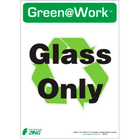 Zing Eco Label, Recycle Glass Only, 5"W x 7"H, Recycled Polystyrene Self Adhesive, Pack of 5