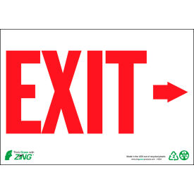 Eco Safety Sign, Exit with Right Arrow, 10"W x 7"H, Recycled Plastic, Glow In Dark