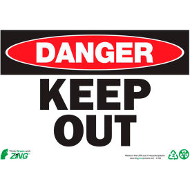 Eco Safety Sign, Danger Keep Out, 10"W x 7"H, Recycled Plastic