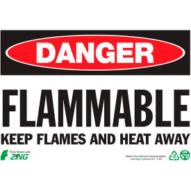 Zing Eco Safety Sign, Danger Flammable Keep Flames Away, 10"W x 7"H, Recycled Plastic