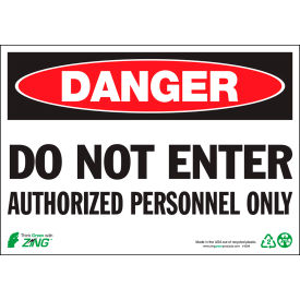 Zing Eco Safety Sign, Do Not Enter Authorized Personnel Only, 10"W x 7"H, Recycled Polystyrene Self Adhesive