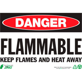 Zing Eco Safety Sign, Danger Flammable Keep Flames Away, 10"W x 7"H, Recycled Polystyrene