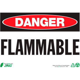Eco Safety Sign, Danger Flammable, 10"W x 7"H, Recycled Plastic