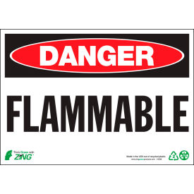 Zing Eco Safety Sign, Danger Flammable, 10"W x 7"H, Recycled Polystyrene Self Adhesive