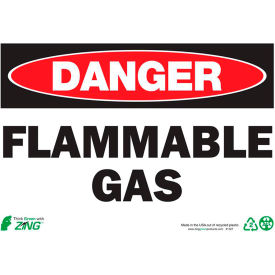 Zing Eco Safety Sign, Danger Flammable Gas, 10"W x 7"H, Recycled Plastic