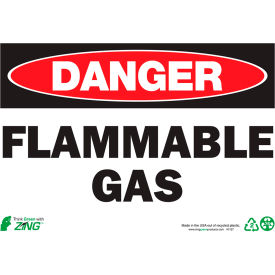 Zing Eco Safety Sign, Danger Flammable Gas, 10"W x 7"H, Recycled Polystyrene Self Adhesive