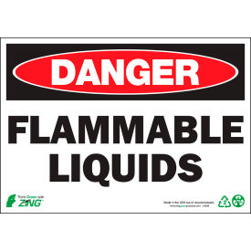 Zing Eco Safety Sign, Danger Flammable Liquids, 10"W x 7"H, Recycled Polystyrene Self Adhesive
