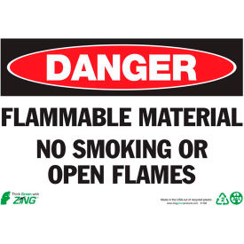 Eco Safety Sign, Danger Flammable Material, 10"W x 7"H, Recycled Plastic
