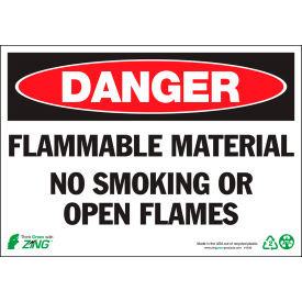 Eco Safety Sign, Danger Flammable Material, 10"W x 7"H, Recycled Aluminum