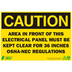 Eco Safety Sign, Caution Electrical Panel, 10"W x 7"H, Recycled Plastic