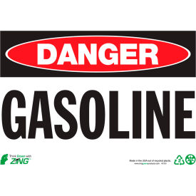 Zing Eco Safety Sign, Danger Gasoline, 10"W x 7"H, Recycled Polystyrene Self Adhesive