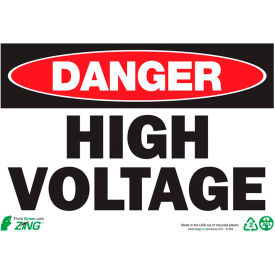 Zing Eco Safety Sign, Danger High Voltage, 10"W x 7"H, Recycled Plastic