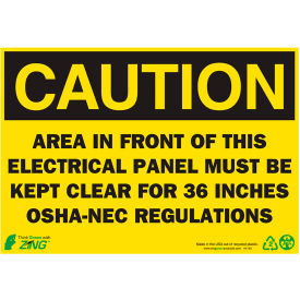 Zing Eco Safety Sign, Caution Electrical Panel, 10"W x 7"H, Recycled Polystyrene Self Adhesive