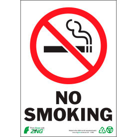 Eco Safety Sign, No Smoking, 7"W x 10"H, Recycled Aluminum