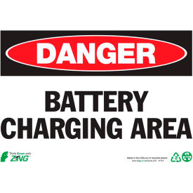 Eco Safety Sign, Danger Battery Charging Area, 10"W x 7"H, Recycled Plastic