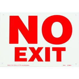 Zing Eco Safety Sign, No Exit, 10"W x 7"H, Recycled Plastic, Glow In Dark