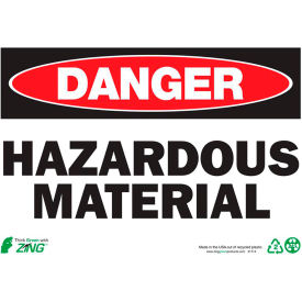 Zing Eco Safety Sign, Danger Hazardous Material, 10"W x 7"H, Recycled Plastic