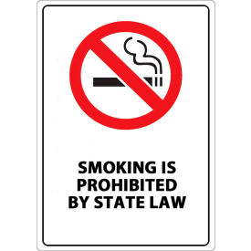 No Smoking Sign, State Law, 7"W x 10"H, Recycled Aluminum