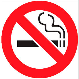No Smoking Label, No Smoking Symbol, 4"W x 4"H, Recycled Polystyrene Self Adhesive, Pack of 2