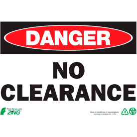 Eco Safety Sign, Danger No Clearance, 10"W x 7"H, Recycled Plastic