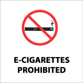 No Smoking E Cigarettes Window Decal, 4"W x 4"H, Recycled Polystyrene Face-Adhesive, Pack of 2