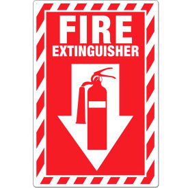 Eco Safety Sign, Fire Extinguisher with Picto, 7"W x 10"H, Recycled Aluminum