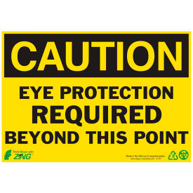 Zing Eco Safety Sign, Caution Eye Protection Required, 10"W x 7"H, Recycled Plastic