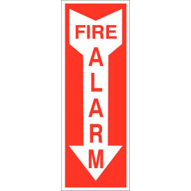 Eco Safety Sign, Fire Alarm with Arrow, 3-1/4"W x 14"H, Recycled Plastic