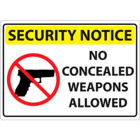 Concealed Carry Window Decal, Security Notice, 7"W x 5"H, Recycled Polystyrene, Pack of 2