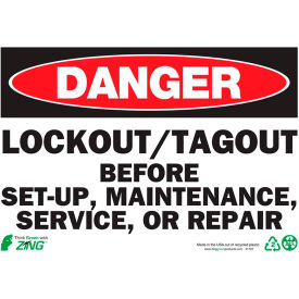 Eco Safety Sign, Danger Lockout-Tagout, 10"W x 7"H, Recycled Plastic