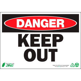 Eco Safety Sign, Danger Keep Out, 10"W x 7"H, Recycled Aluminum