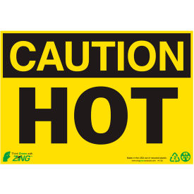 Zing Eco Safety Sign, Caution Hot, 10"W x 7"H, Recycled Polystyrene Self Adhesive