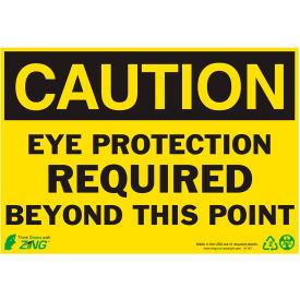 Zing Eco Safety Sign, Caution Eye Protection Required, 10"W x 7"H, Recycled Polystyrene