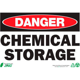 Eco Safety Sign, Danger Chemical Storage, 10"W x 7"H, Recycled Plastic
