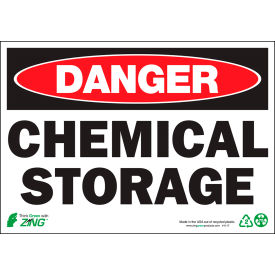 Zing Eco Safety Sign, Danger Chemical Storage, 10"W x 7"H, Recycled Aluminum