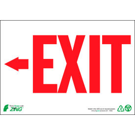 Eco Safety Sign, Exit Left Arrow, 10"W x 7"H, Recycled Polystyrene Self Adhesive