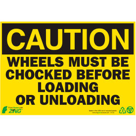 Caution Wheels Must Be Chocked, 10"W x 7"H, Recycled Aluminum