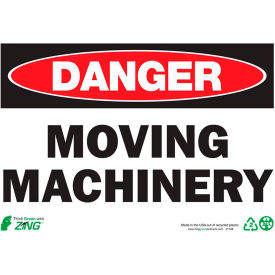 Zing Eco Safety Sign, Danger Moving Machinery, 10"W x 7"H, Recycled Plastic