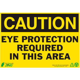 Caution Eye Protection Sign, 10"W x 7"H, Recycled Polystyrene Self Adhesive