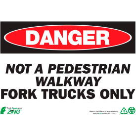 Eco Safety Sign, Danger Fork Trucks Only, 10"W x 7"H, Recycled Plastic