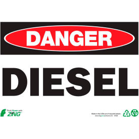 Eco Safety Sign, Danger Diesel, 10"W x 7"H, Recycled Plastic