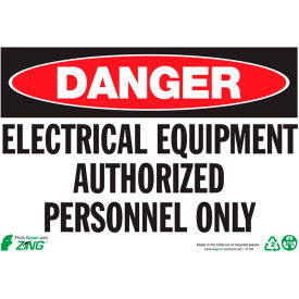 Zing Eco Safety Sign, Danger Electrical Equipment, 10"W x 7"H, Recycled Plastic