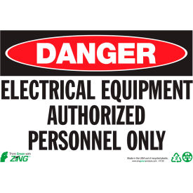 Safety Sign, Danger Electrical Equipment, 10"W x 7"H, Recycled Aluminum