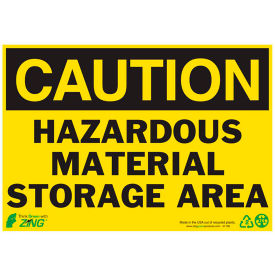 Eco Safety Sign, Caution Hazardous Material Storage Area, 10"W x 7"H, Recycled Plastic