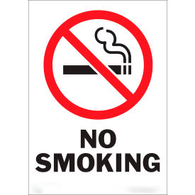 No Smoking Label, No Smoking with Symbol, 5"W x 7"H, Recycled Polystyrene, Pack of 2