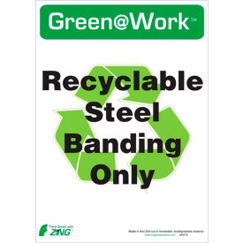 Zing Eco Label, Recycle Steel Banding, 10"W x 14"H, Recycled Polystyrene Self Adhesive, Pack of 5