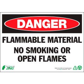 Zing Eco Safety Sign, Danger Flammable Materials No Smoking, 14"W x 10"H, Recycled Aluminum