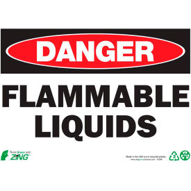 Eco Safety Sign, Danger Flammable Liquids, 14"W x 10"H, Recycled Plastic